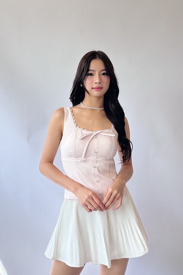 Livi Faux Ribbon Top in Ice Pink