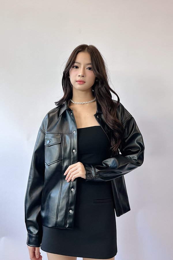 Sienna V2 Cropped Faux Jacket in Black