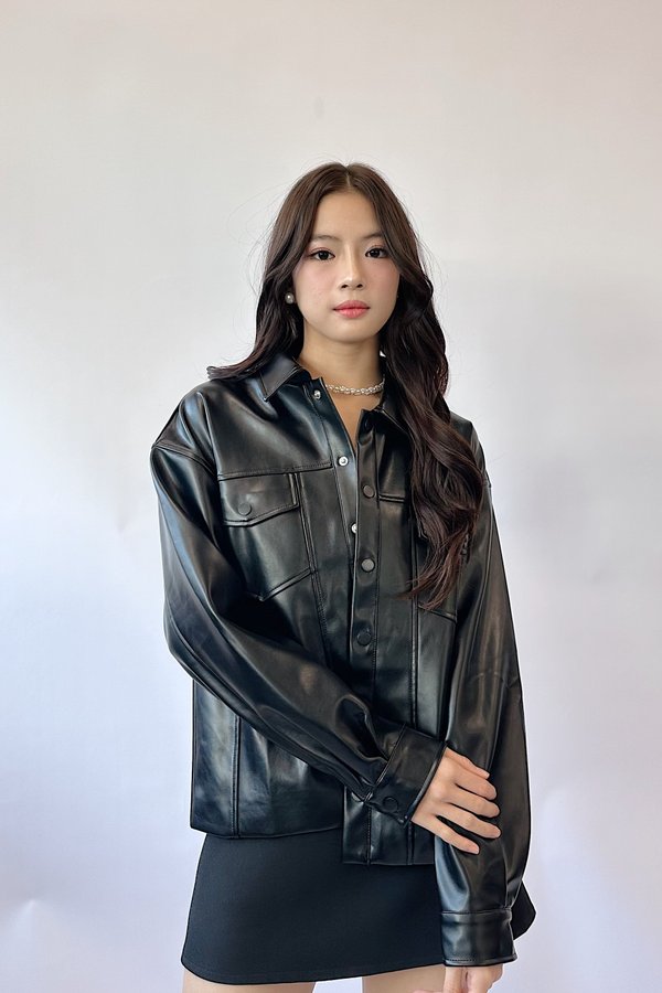 Sienna V2 Cropped Faux Jacket in Black