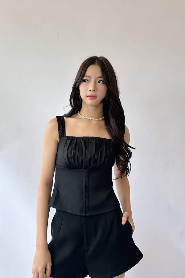 Miri Straight Neckline Elastic Top