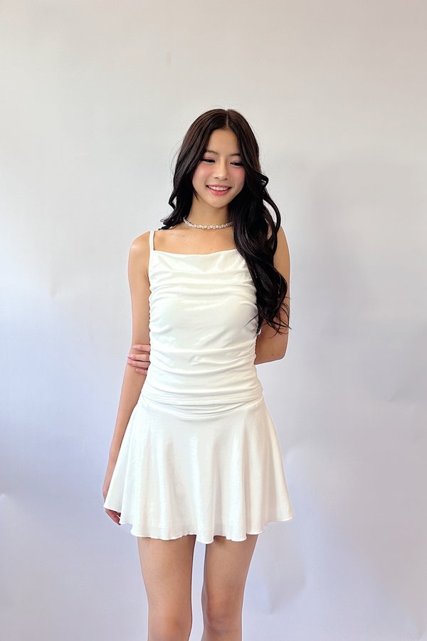 (BARE/BASIC) Ashlea Ruched Strap Top in White