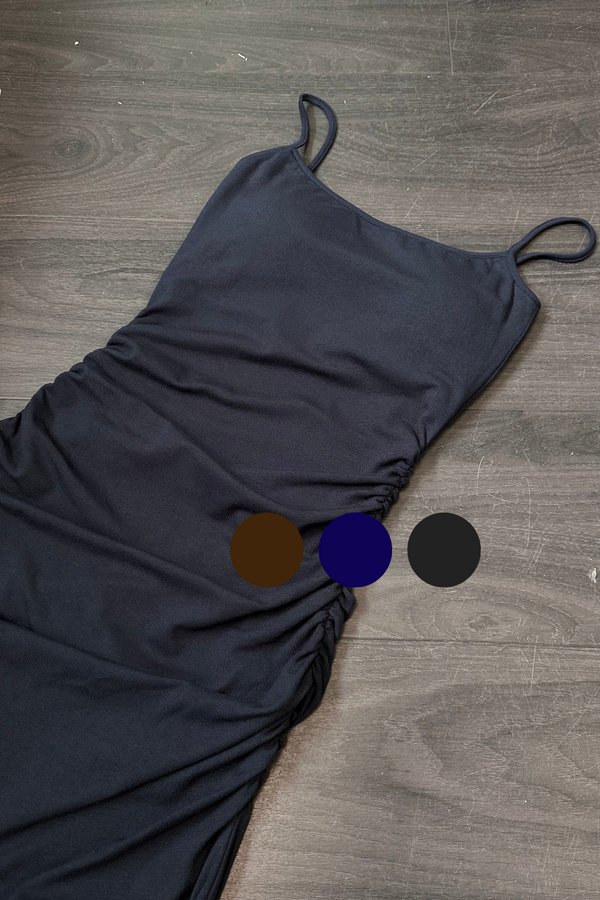 *PO: ETA MID SEPT* (BARE/MOCHI) Yeoshin Multiway Ruched Midi Dress with Bolero Cardigan