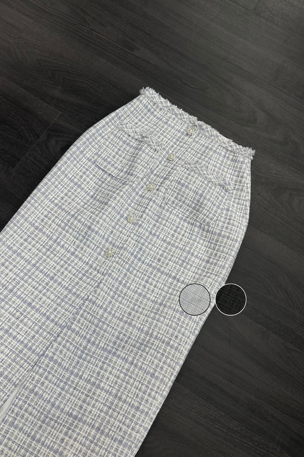 Gemmy Suede Tweed Midi Skirt
