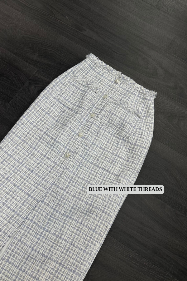 Gemmy Suede Tweed Midi Skirt