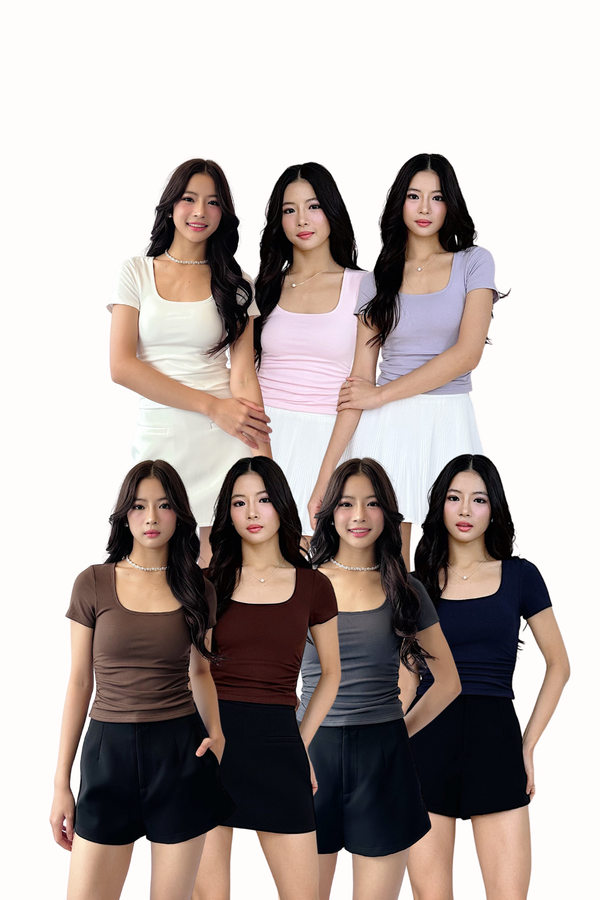 (BARE/BASIC) Sol Square Neckline Baby Tee Top