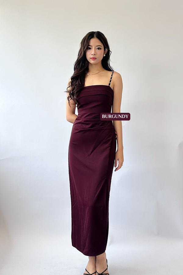 Raelyn Double Overlap Ruched Midi Dress