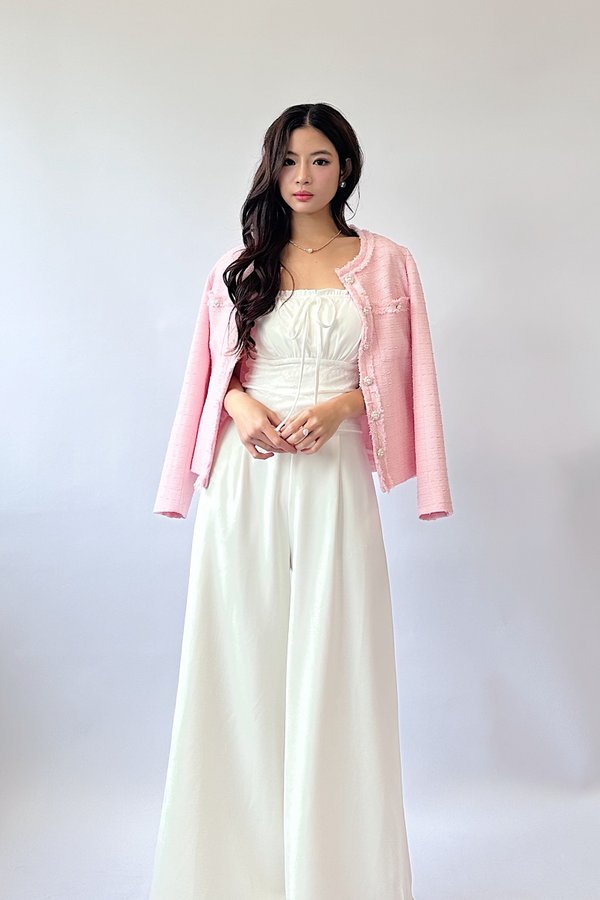 Jessie Suede Tweed Blazer in Pink