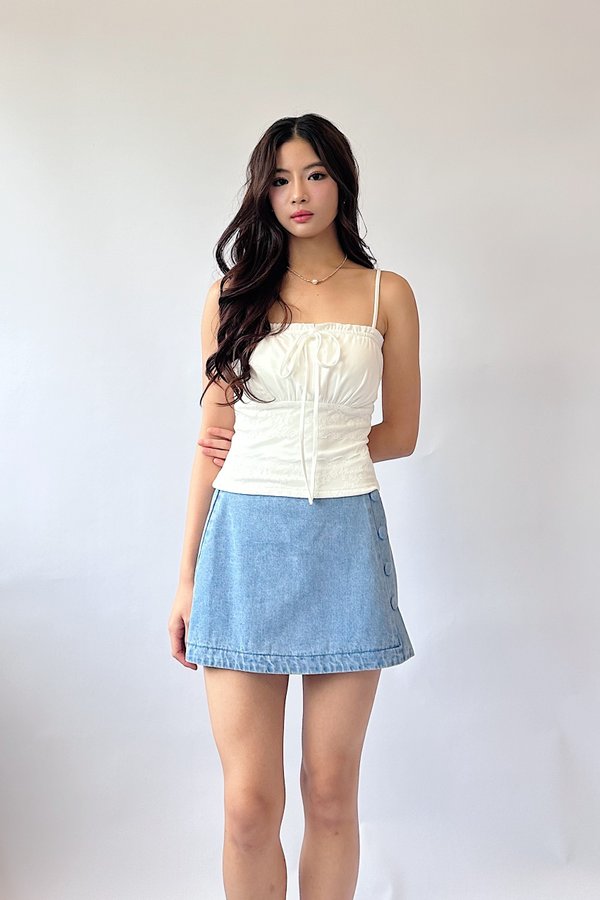 (BARE/BASIC) Ember Front Tie Lace Top in White