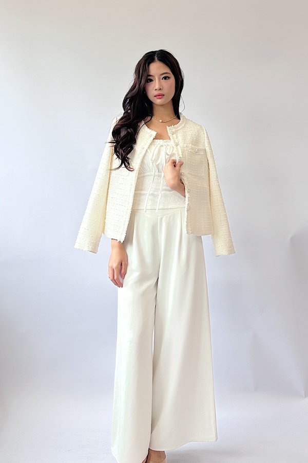 Jessie Suede Tweed Blazer in White