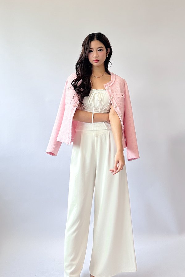 Jessie Suede Tweed Blazer in Pink