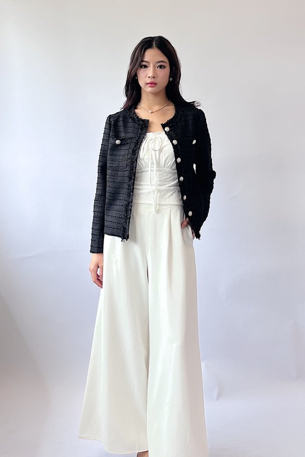 Jessie Suede Tweed Blazer in Black