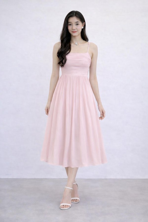 *PREORDER* (PREMIUM ICE MESH) Ora Mesh Pleated Sleeveless Midi Dress