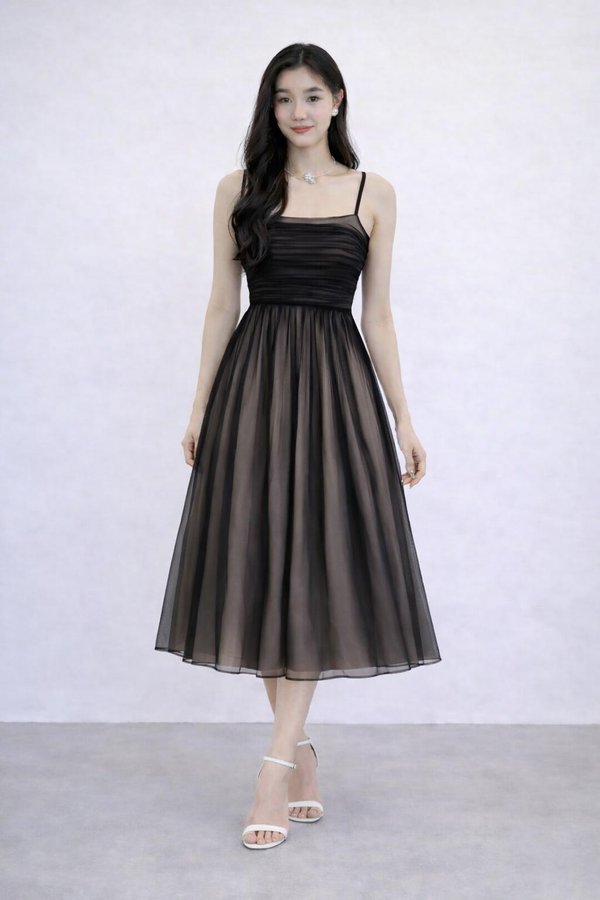 *PREORDER* (PREMIUM ICE MESH) Ora Mesh Pleated Sleeveless Midi Dress