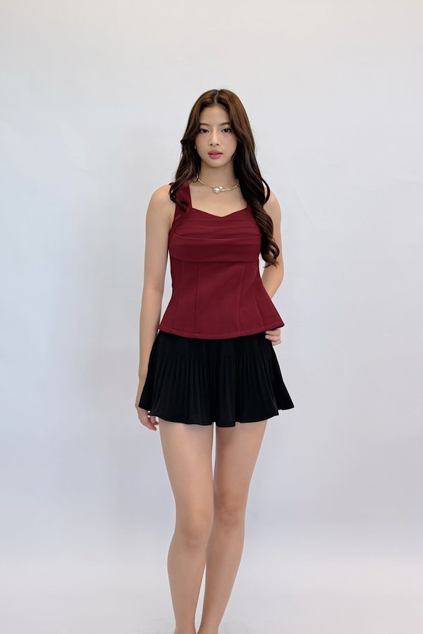 *PREORDER* Nadine Sweetheart Neckline Pleated Long Top