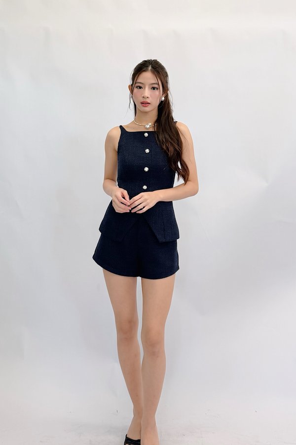 *PREORDER* Somi Crystal Button Tweed Top