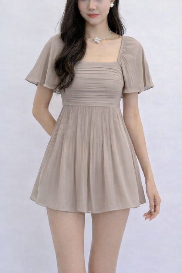 *PREORDER* (PREMIUM ICE MESH) Tiana Mesh Pleated Sleeve Mini Dress