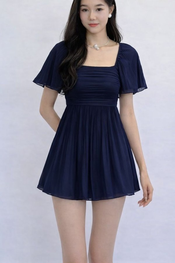 *PREORDER* (PREMIUM ICE MESH) Tiana Mesh Pleated Sleeve Mini Dress