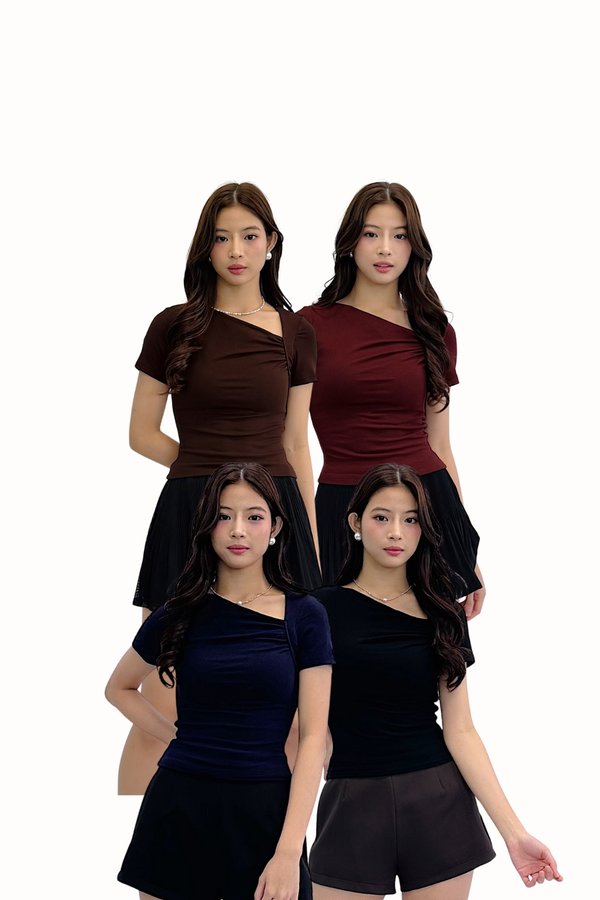 *PREORDER* (PREMIUM/BARE) Oriana Slant Neck Sleeve Top