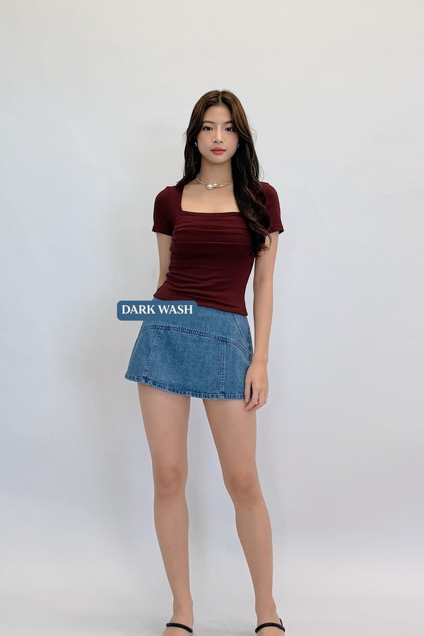 *PETITE* Renna A-Line Denim Skorts