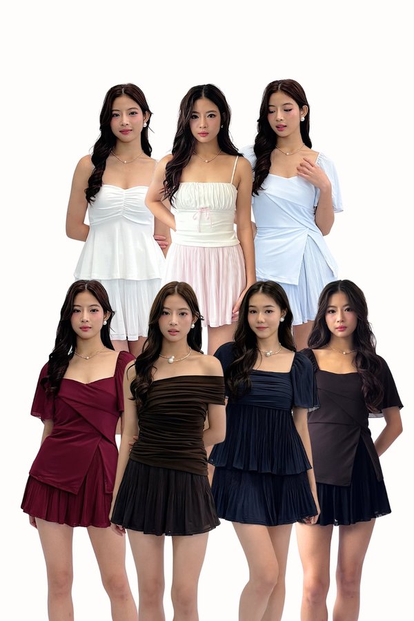 *PO: ETA EARLY DEC* (PREMIUM ICE MESH) Tiana Micro Pleated Ruffles Mesh Skorts