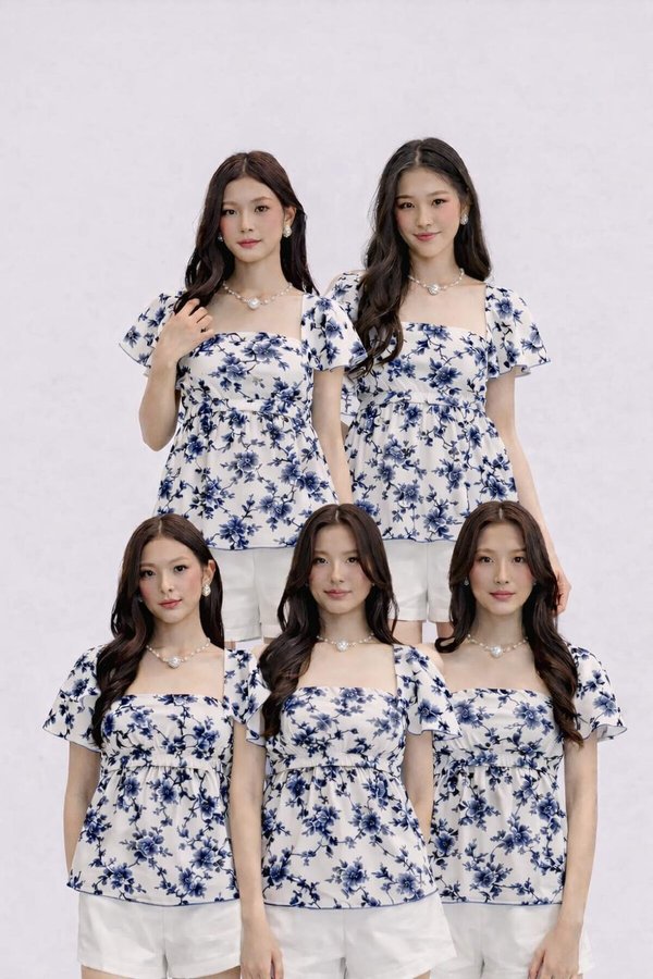 *PREORDER* (PREMIUM ICE MESH) NICOLECHOWWW X MIKAYLA Ora Mesh Babydoll Pleated Sleeve Top