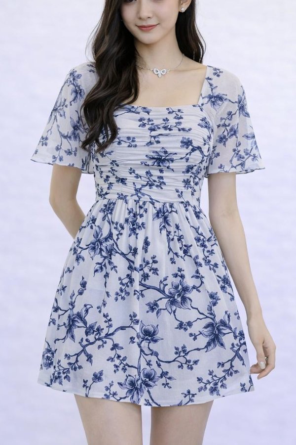 *PREORDER* (PREMIUM ICE MESH) NICOLECHOWWW X MIKAYLA Tiana Mesh Pleated Sleeve Mini Dress