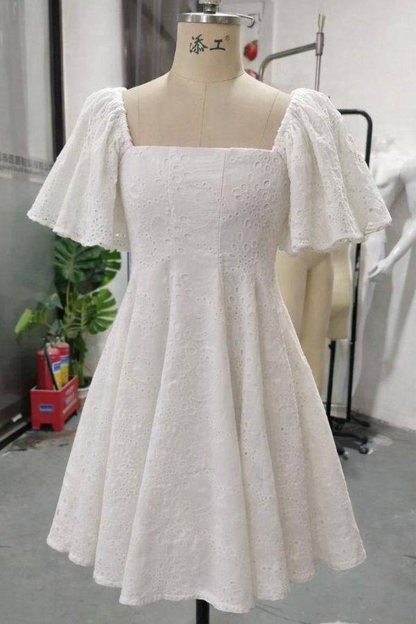 *PREORDER* Isla Eyelet Cotton Mini Dress with Sleeve