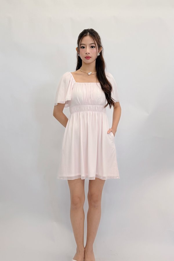 *PREORDER* (PREMIUM ICE MESH) Soria Ruched Mesh Sleeve Dress