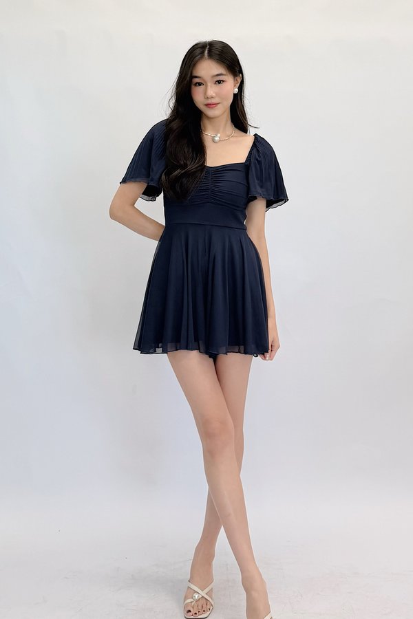 (PREMIUM ICE MESH) Snow Mesh Pleated Sleeve Romper