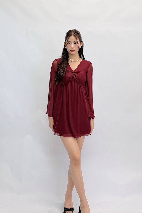 (PREMIUM ICE MESH) Vion Long Sleeve Mesh Dress