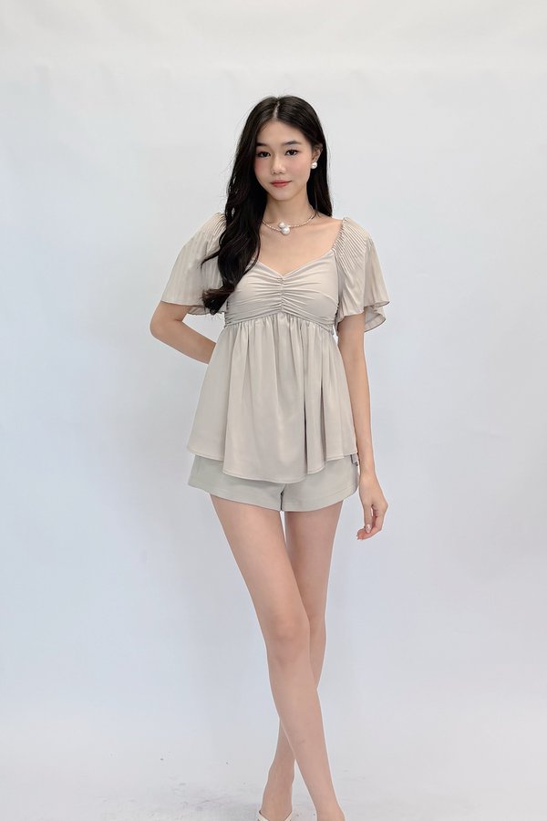 *PREORDER* Shufu Babydoll Chiffon Pleated Sleeve Top