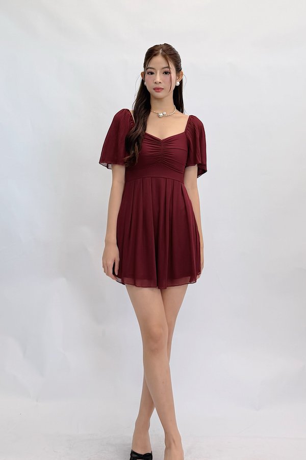 (PREMIUM ICE MESH) Nicole Pleated Sleeve Mesh Dress
