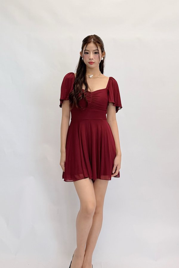 (PREMIUM ICE MESH) Snow Mesh Pleated Sleeve Romper