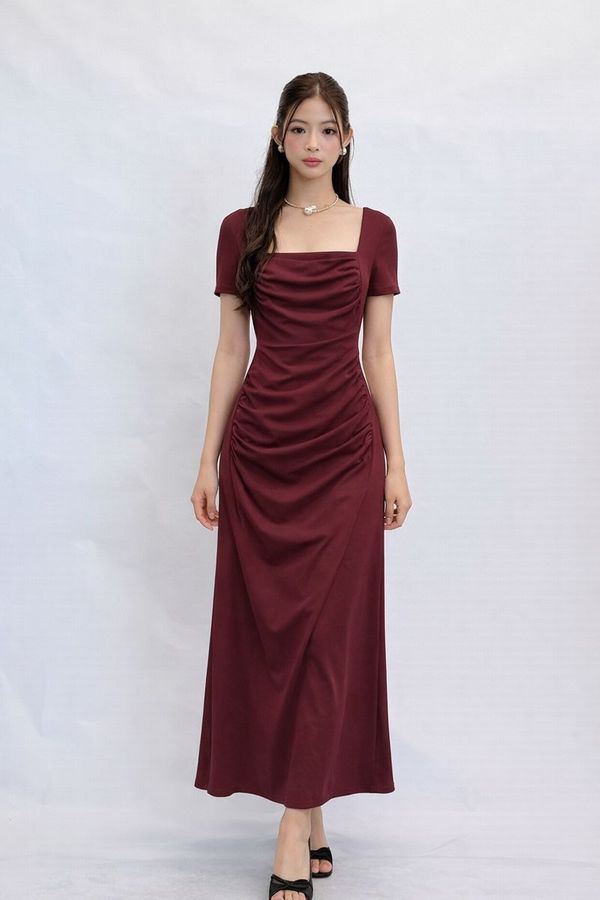 *PREORDER* (PREMIUM/BARE) Mello V2 Ruched Midi Dress