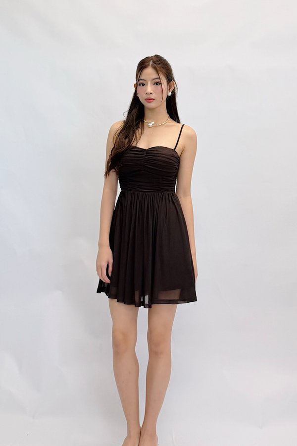 (PREMIUM ICE MESH) Faelyn Ruched Mesh Dress