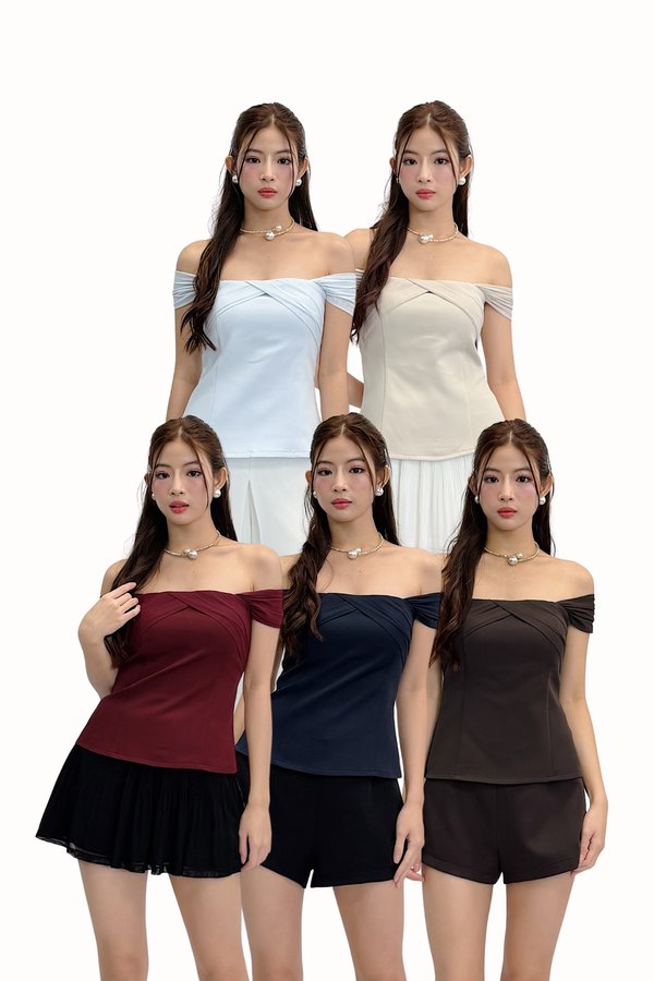 (QUEEN OF TEXTURES) Evelyn Mesh Off Shoulder Top