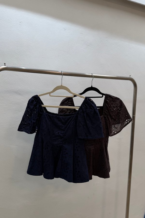 *PREORDER* Isla Eyelet Cotton Babydoll Sleeve Top