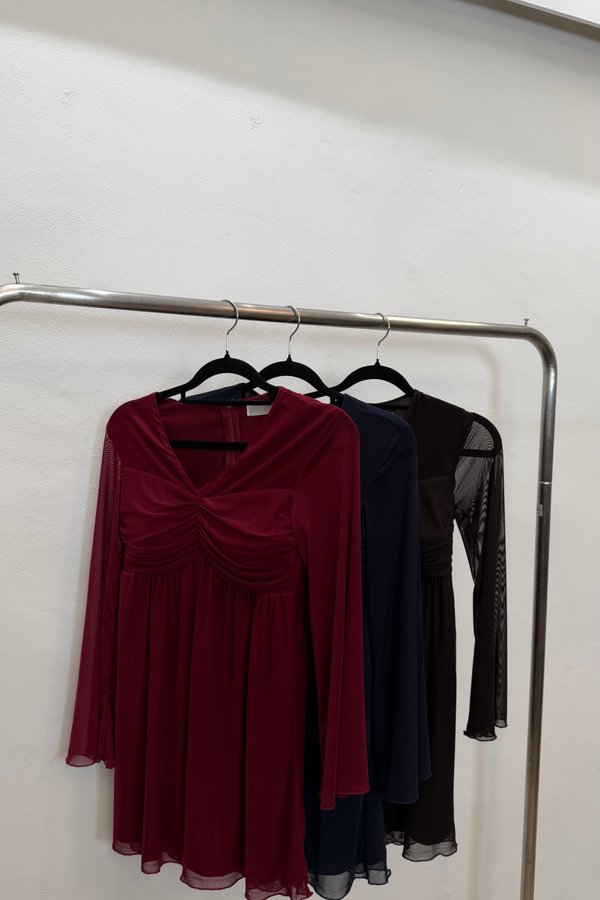 (PREMIUM ICE MESH) Vion Long Sleeve Mesh Dress