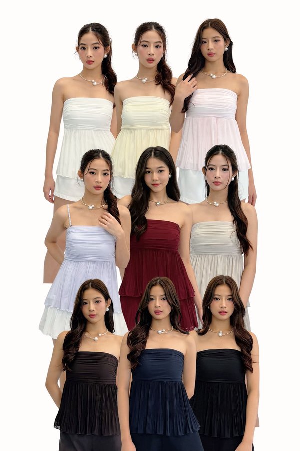 *PREORDER* (PREMIUM ICE MESH) Ora Mesh Pleated Babydoll Top