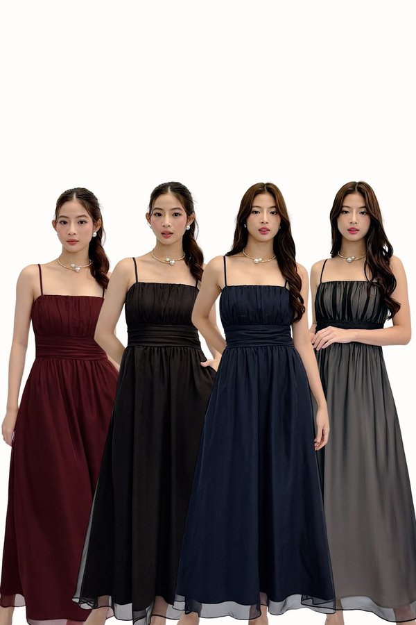 *PREORDER* Qira Tencel Chiffon Ruched Maxi Dress
