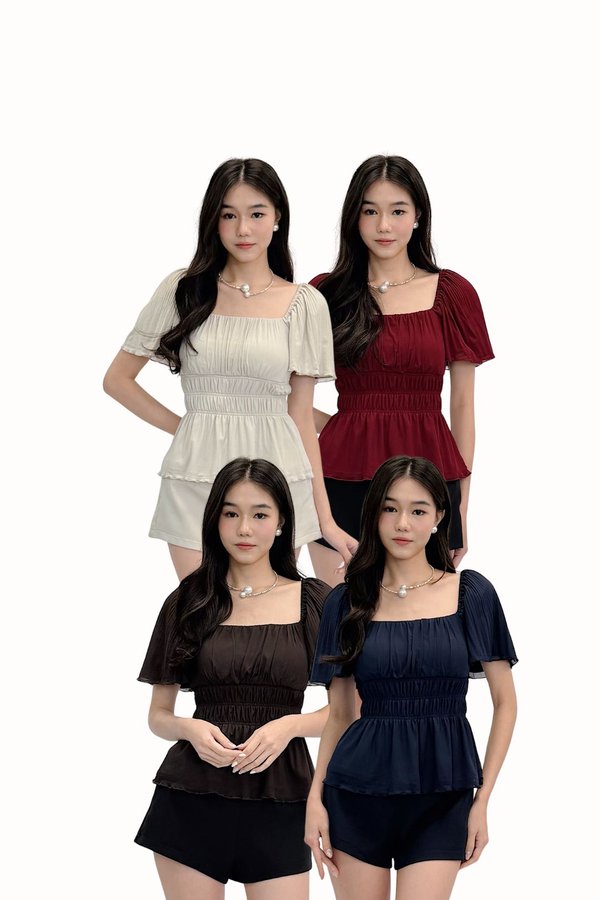 *PREORDER* (PREMIUM ICE MESH) Soria Elastic Mesh Sleeve Top