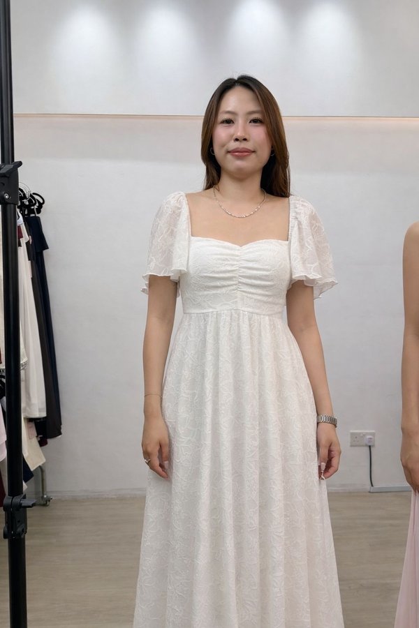 *PREORDER* Lumi Babydoll Floral Lace Midaxi Dress with Sleeve