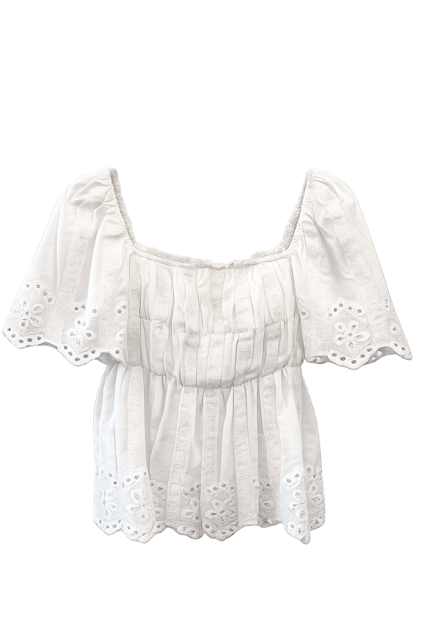 Baobao Cotton Eyelet Babydoll Sleeve Top