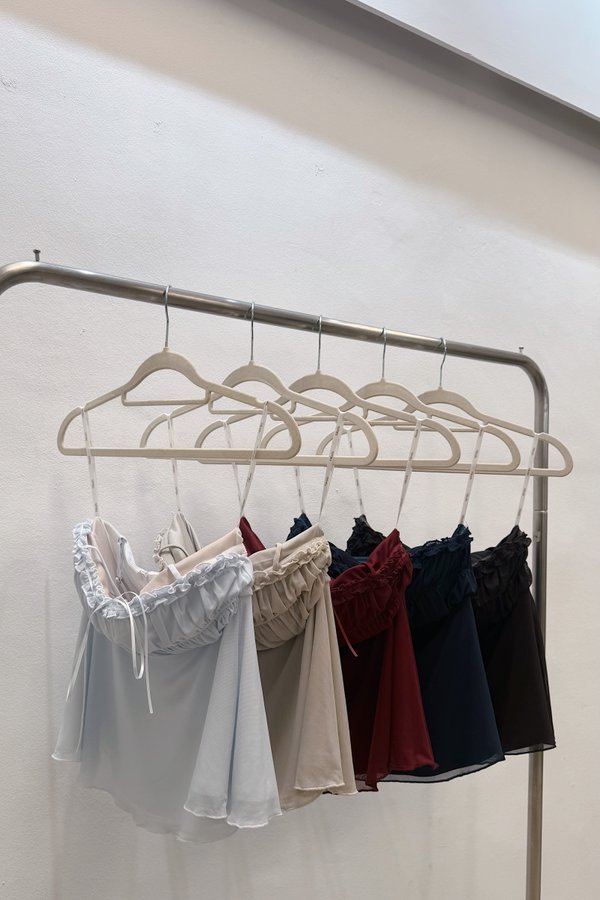 (PREMIUM ICE MESH) Trixie Straight Neckline Ruffle Babydoll Top