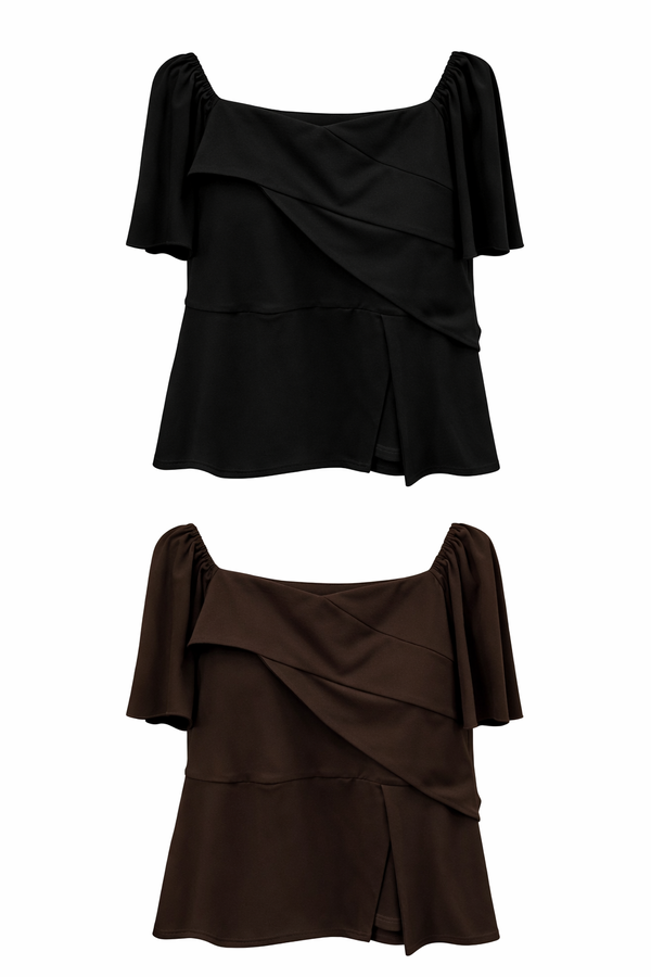 *PREORDER* (PREMIUM/BARE) Imelda Side Slit Peplum Sleeve Top