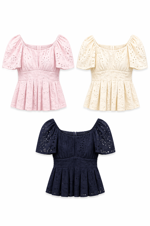*PREORDER* Kira Eyelet Cotton Babydoll Sleeve Top