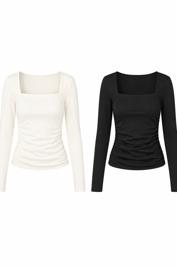 *PREORDER* (BARE/TENCEL) Ovi Side Ruched Long Sleeve Top