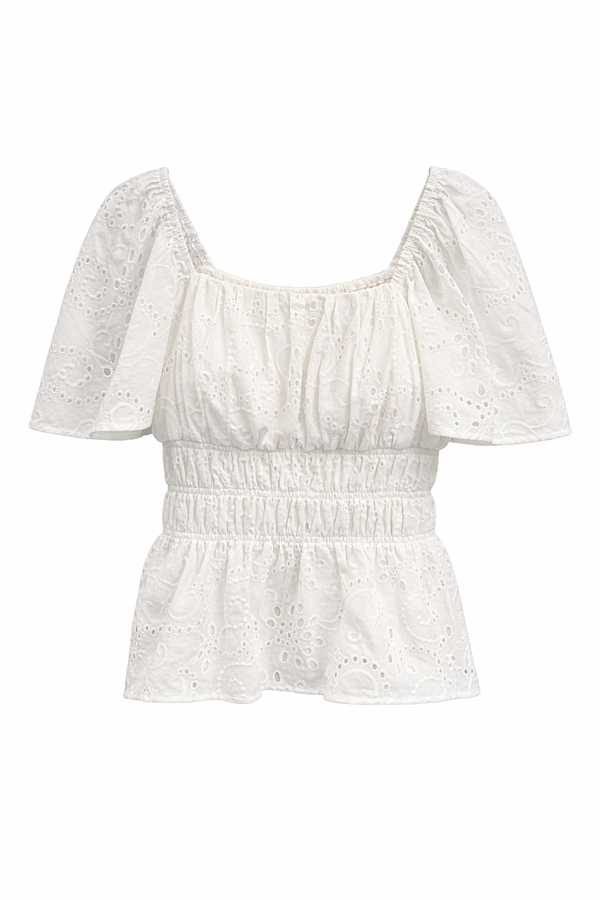 *PREORDER* Soria Eyelet Cotton Sleeve Top