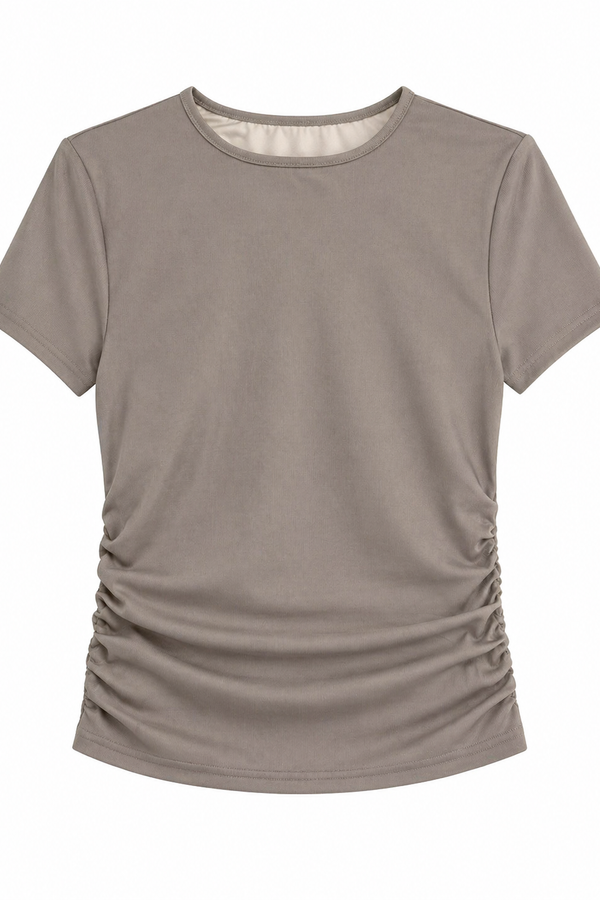 *PREORDER* (BARE/TENCEL) Yara Ruched Baby Tee