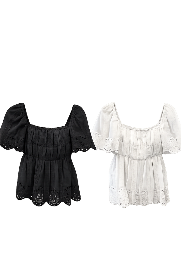 Baobao Cotton Eyelet Babydoll Sleeve Top